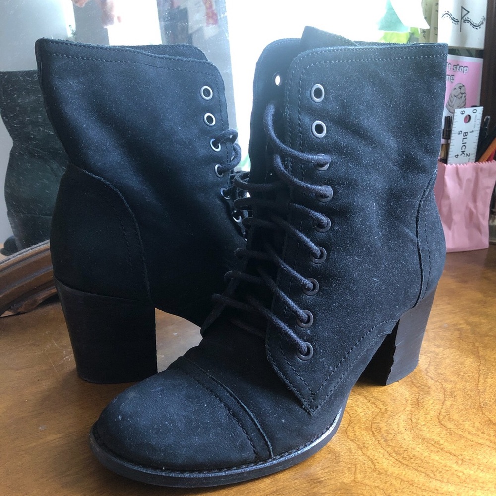 Black lace up Vince Camuto booties